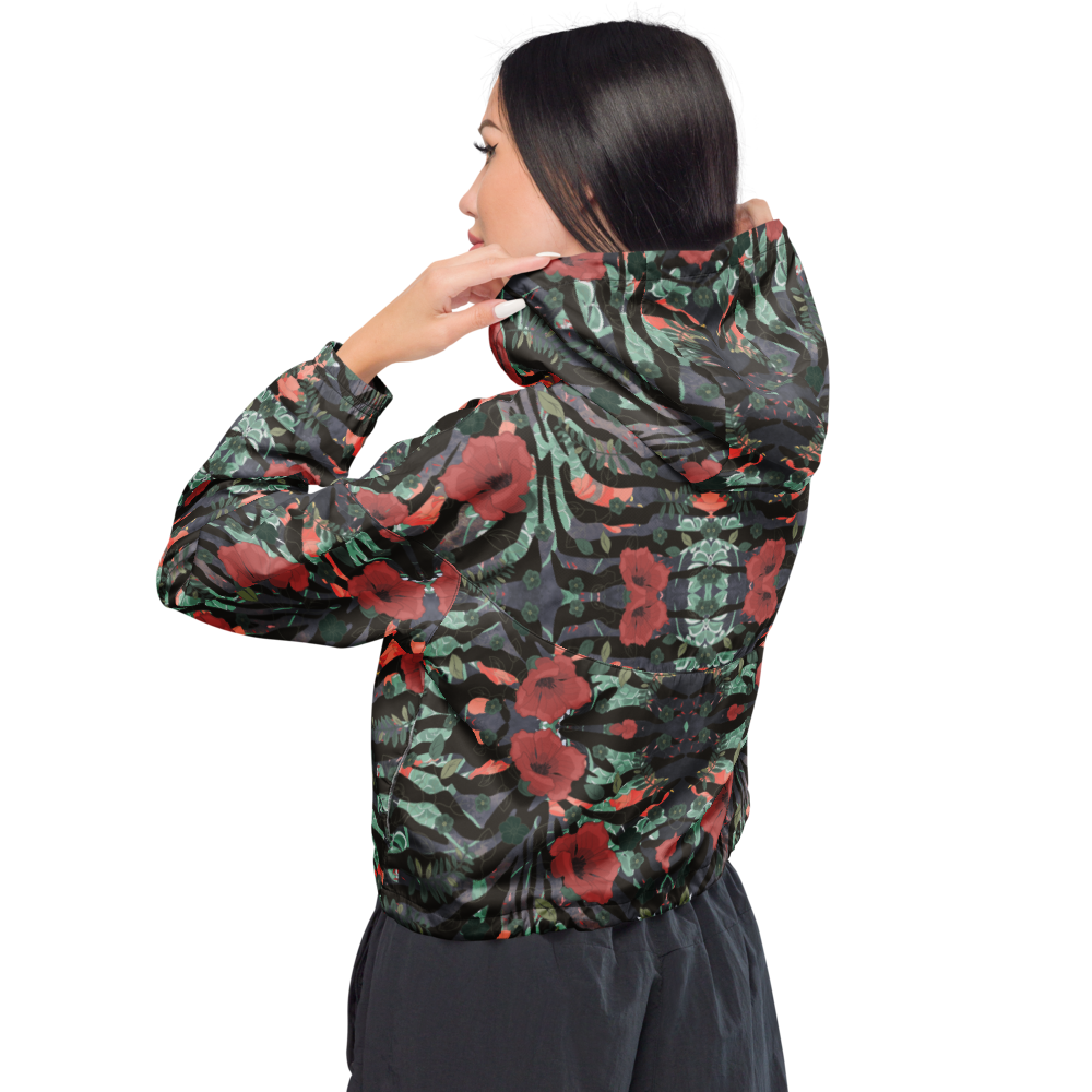 Women’s Cropped Windbreaker - Wild Zebra